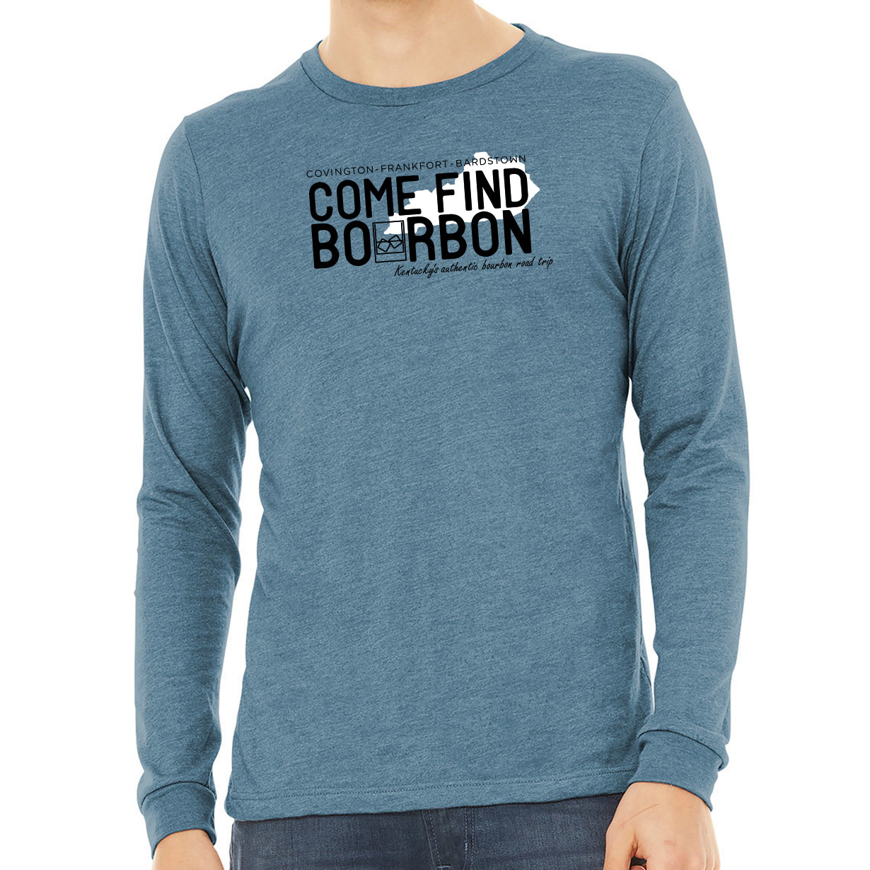 Come Find Bourbon Jersey Long Sleeve T-Shirt - Denim Triblend