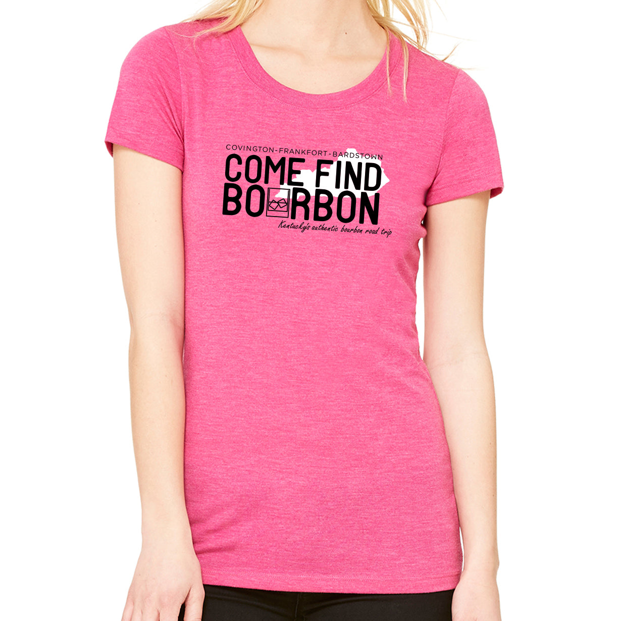 Come Find Bourbon Ladies Triblend T-Shirt - Berry